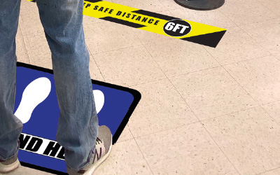 -Wait here; -Keep1.5M distance- Floor stickers &amp; Warning stickers | Corona/COVID-19 prevention